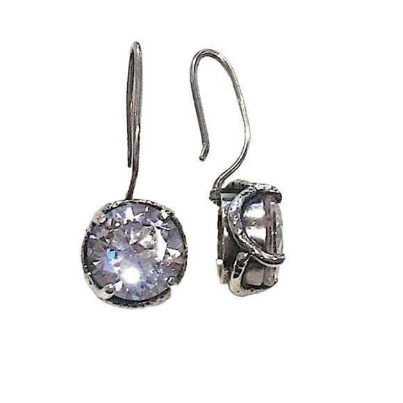 SILPADA Sterling Silver Faceted Round Cut Cubic Zirconia Center Stage Earrings - Picture 7 of 10